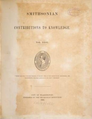 Smithsonian contributions to knowledge. 26. 1890