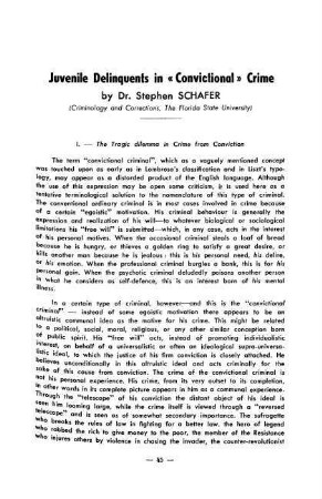 45-51, Juvenile Delinquents in "Convictional" Crime