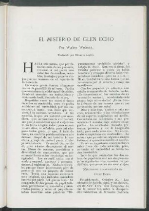 El misterio de Glen Echo.