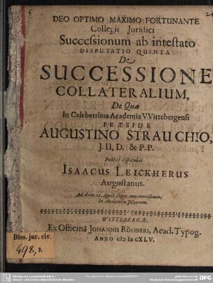 De successione collateralium
