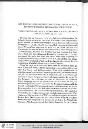 Die detusch-rumänischen Wirtschaftsbeziehungen, insbesondere die Mineralöllieferung