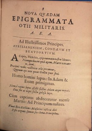 Nova quaedam Epigrammata otii militaris