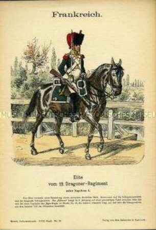 Uniformdarstellung, Elite des 19. Dragoner-Regiments, Erstes Kaiserreich Frankreich, 1804/1812.