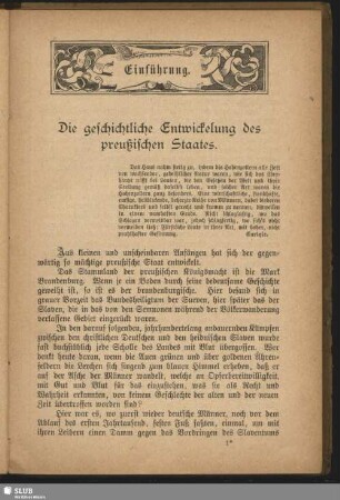 Einführung. Die geschichtliche Entwicklung des preußischen Staates