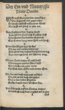 Der Ein und Neuntzigste Psalm Davids.