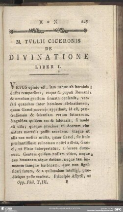 De Divinatione Liber I