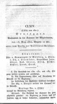 164. Sitzung, Stuttgart, 16.5.1821