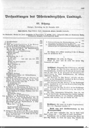 66. Sitzung, Stuttgart, 20.11.1919