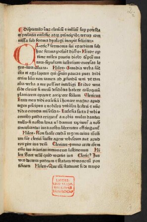 Dialogus inter clericum et militem super dignitate papalia et regia etc.