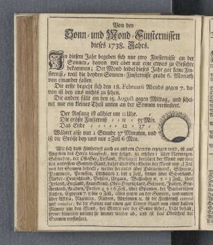 Von den Sonn- und Mond-Finsternissen dieses 1738. Jahrs.