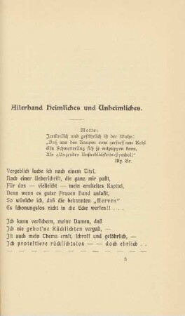 Allerhand Heimliches und Unheimliches