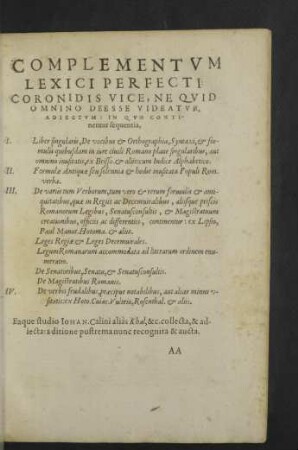 Complementum Lexici Perfecti