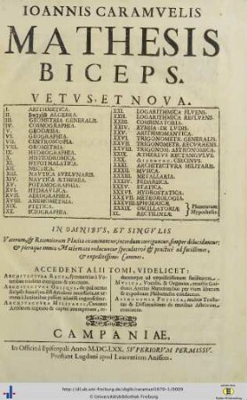 Teil 1: Ioannes Caramuelis Mathesis biceps vetus et nova: Ioannes Caramuelis Mathesis biceps vetus et nova