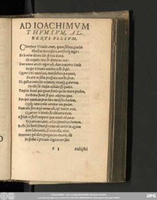 Ad Ioachimum Thumium, Alberti Filium.