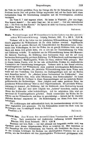 319, Henle. Vorstellungs- und Willenstheorie in der Lehre von der juristischen Willenserklärung. 1910