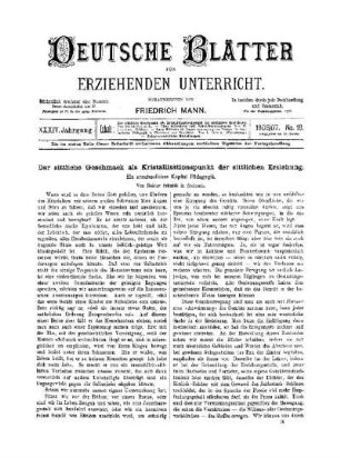 Der sittliche Geschmack als Kristallisationspunkt der sittlichen Erziehung : ein anschauliches Kapitel Pädagogik