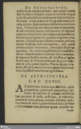 De Architectura. Cap. XXVIII.