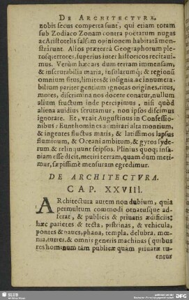 De Architectura. Cap. XXVIII.