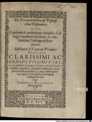 De procuratoribus et defensoribus disputatio