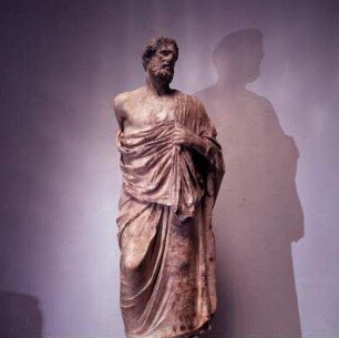 Hippokrates-Statue : Kos, Archäologisches Museum. Statue des Hippokrates. Fund in der Cavea des römischen Odeions in Kos-Stadt. Späthellenistisch, nach klassischem Prototyp