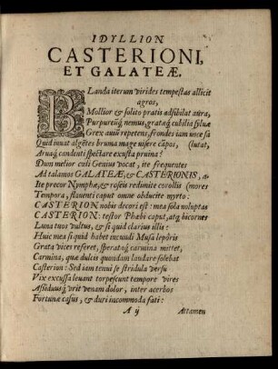 Idyllion Casterioni, Et Galateae.