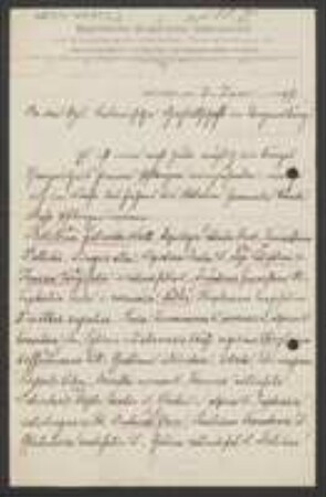 Brief von Joseph Kränzle an Regensburgische Botanische Gesellschaft