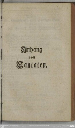 Anhang von Cantaten