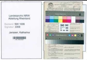 Entnazifizierung Katharina Janssen , geb. 28.07.1915 (Hausangestellte)