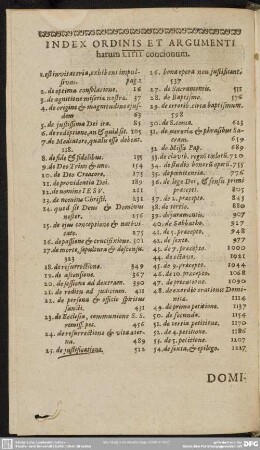 Index Ordinis Et Argumenti harum LIIII concionum
