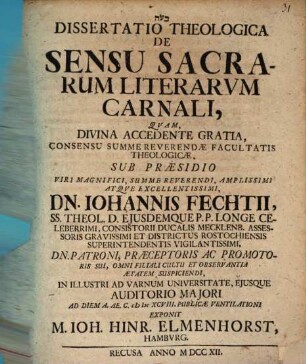 Diss. theol. de sensu sacrarum literarum carnali