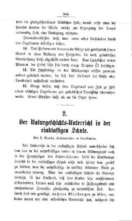 Der Naturgeschichts-Unterricht in der einklassigen Schule