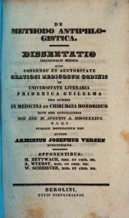 De methodo antiphlogistica : diss. inaug. med.