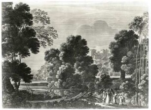 Variae regiones/Ideallandschaft mit Taufszene (17. Jh., Werkstatt Perelle; Stich; 227 x 306 mm; Staatliche Kunstsammlungen Dresden (SKD))