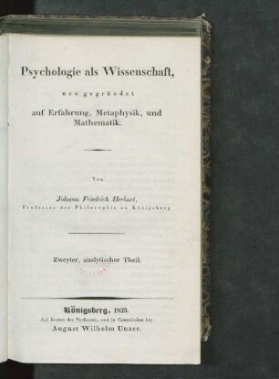 Theil 2: Analytischer Theil