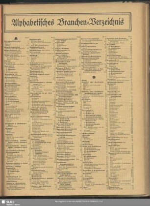 Alphabetisches Branchen-Verzeichnis