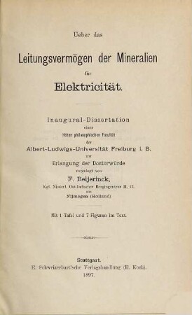 Ueber das Leitungsvermögen der Mineralien für Elektricität