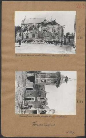 Das von französ. Granaten getroffene Schloß von Brimont