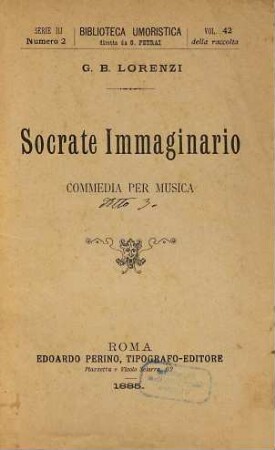 Socrate immaginario : commedia per musica