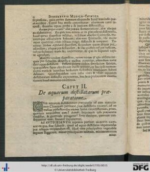 Caput II. De aquarum destillatarum praeparatione.