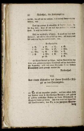 VIII. Aus einem Schreiben des Herrn Professor Klügel an den Herausgeber.