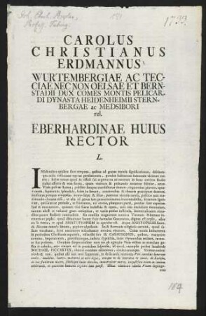 Carolus Christianus Erdmannus Wurtembergiae Ac Tecciae...