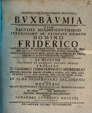 Dissertatio inauguralis botanica de Buxbaumia