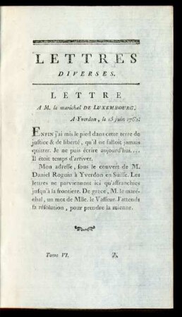 Lettres Diverses.