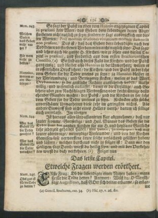 Das letste Capitel. Etwelche Fragen werden erörthert.