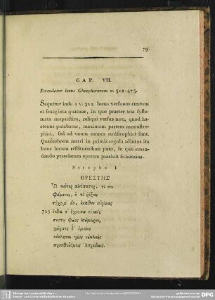 Cap. VII. Emendatur locus Choephororum v. 312-475