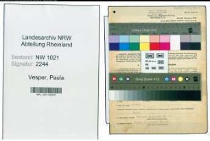 Entnazifizierung Paula Vesper , geb. 23.06.1912 (Verkaeuferin)