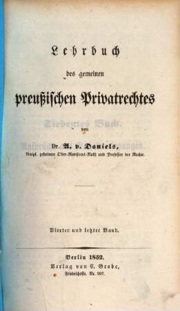 Lehrbuch des gemeinen preußischen Privatrechtes, 4