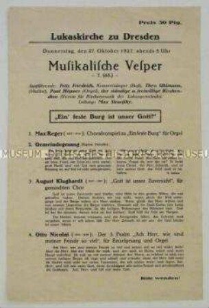 Programm einer kirchlichen Veranstaltung