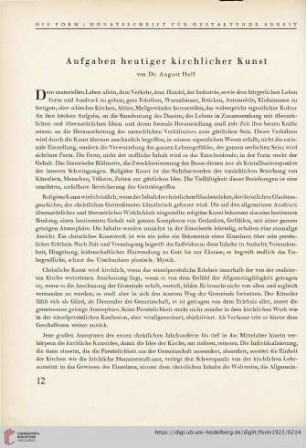 1: Aufgaben heutiger kirchlicher Kunst