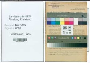 Entnazifizierung Hans Horsthemke , geb. 16.02.1889 (Buchhalter)